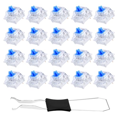 20 Stück Transparente Blaue Achse Switches mit Zieher, 3 Polige Tastatur Staubdichte Schalter für Mechanische Tastatur, Gut Geeignet für Gaming Tastatur und PC Zubehör, Zuverlässig und Langlebig 20 Stück Transparente Blaue Achse Switches mit Zieher, 3 Polige Tastatur Staubdichte Schalter für Mechanische Tastatur, Gut Geeignet für Gaming Tastatur und PC Zubehör, Zuverlässig und Langlebig