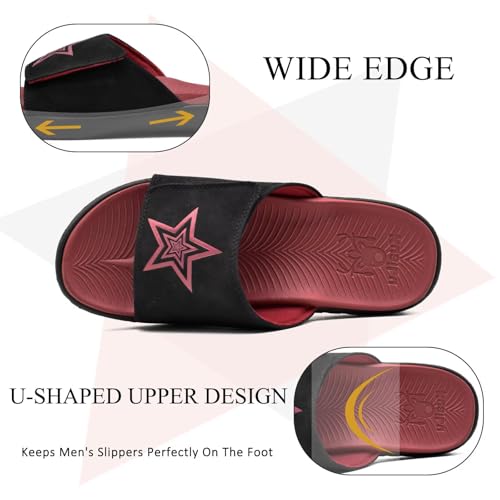 Image of KuaiLu Mens Atheletic Slides Wide Adjustable Arch Support Sport Sandals | Soft Cushioned Open Toe Summer Slippers for Plantar Fasciitis Slip On House Shoes Indoor Outdoor