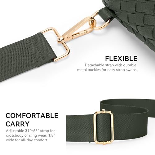 Image of KALIDI Woven Crossbody Bag for Women Travel Vegan Leather Belt Bum Bag