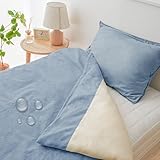 理想の生活館 防水 掛け布団カバー パイル生地 シングル 150×210cm デニムブルー 丸洗い おねしょカバー 介護 ペット