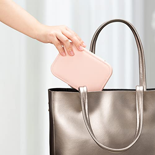 Image of TRODANCE Jewelry Travel Case,Small Travel Jewelry Organizer, Portable Jewelry Box Travel Storage Organizer Portable Display Storage Box For Rings Earrings Necklaces Gifts (Small-Pink)