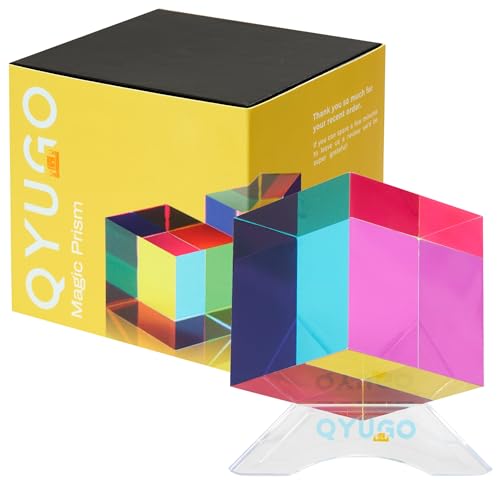 QYUGO® Color Cube in Acrylic (50mm) – Acrylic CMY Color Mixing Desk Toy | STEM Educational Gift for Kids & Adults, Stress Relief Puzzle & Unique Home Office Decor