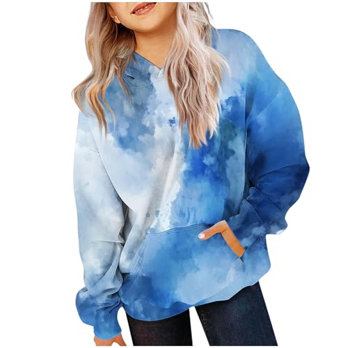 Sudaderas lindas para niños y niñas, Sudaderas con capucha, ropa de moda, informal, suéteres sueltos, ropa para adolescentes, 01- Azul, 130 cm