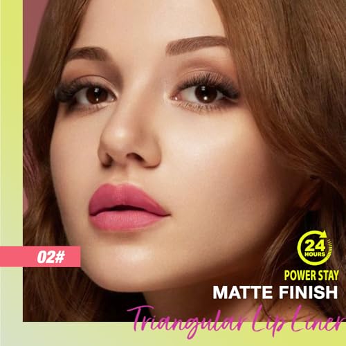 Image of evpct Dusty Rose Triangle Lip Liner Pencil Stick for Women, Retractable Lips Liner Pen Triangle Tip for Sculpting & Filling & Plumping, Longwear Lipliners Pencil, Vegan Cruelty Free Lip Filler Plumper
