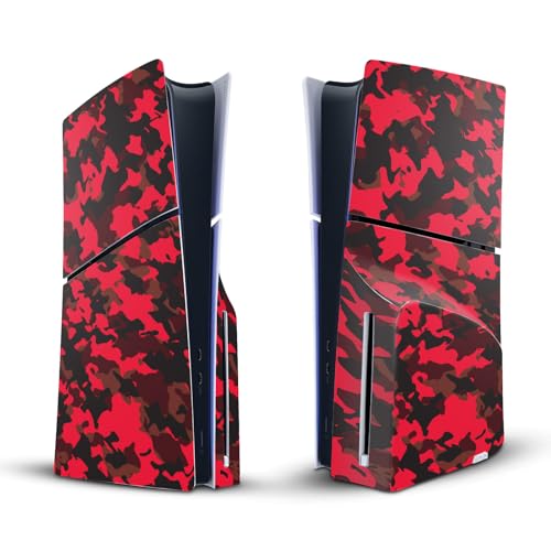 Autocollant pour PS5 Slim Disc Edition couverture vinyle camouflage rouge