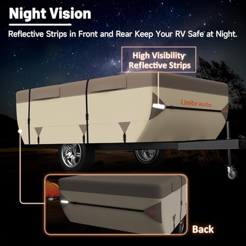 Umbrauto Pop Up Camper Cover for 08'-10' Folding Tent Trailer – Upgraded 9-Layers Top, Waterproof, Windproof, Sun-Resistant, Heavy-Duty Cover for All-Weather Winter Snow Protection by Umbrauto - Used condition - Image 8