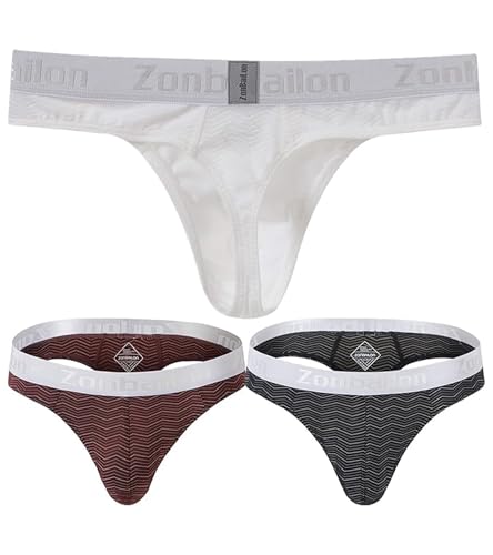 ZONBAILON Men’s Sexy Thong Underwear G-String Bulge Enhancing Ball Pouch T-Back for Male Soft Stretchy Briefs M L XL XXL 3XL