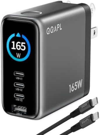 165W GaN USB C Laptop Charger Block, Compact 140W MacBook Pro Charger