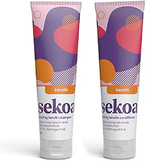 Amazon Brand - Sekoa Keratin Shampoo 250ml and Conditioner 250ml Duo, For Damaged Hair, Strengthen and Repair