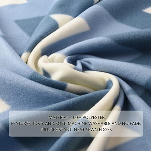 Forestfish Fleece Throw Blanket Cozy Soft Portable Travel Blanket Compact For Long Car Airplane Train Rides 60" X 40", Blue #TOP3