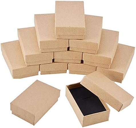 Alliteqwe 24PCS Kraft Paper Gift Box Small Kraft Paper Jewelry Box Handmade Cardboard Packing Gift Box Wedding Decorations