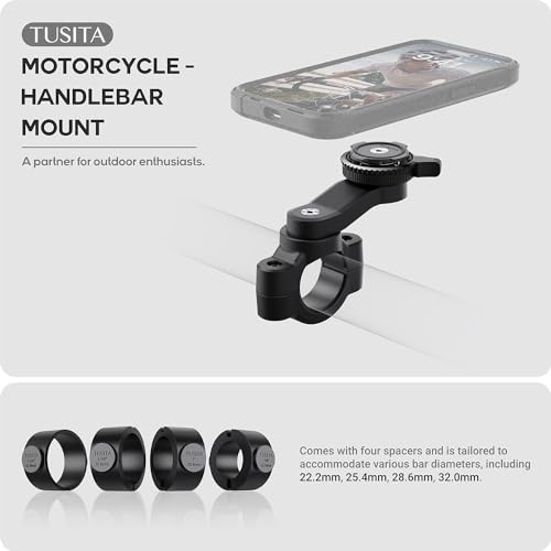 TUSITA Motorcycle Phone Mount Compatible with Quad Lock Smart Phone Case, Black, Fits 22.2mm to 32mm handlebars - Image 2
