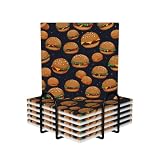 Niedliches Hamburger-Set, quadratisch, Keramik-Untersetzer, moderner Stil, Untersetzer für Couchtisch, Tischschutz und Heimdekoration, 6 Stück