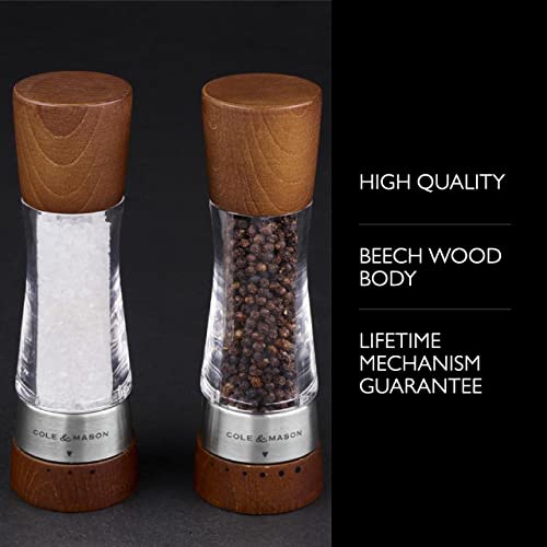 Cole & Mason Derwent Salt & Pepper Mill Gift Set - Salt And Pepper Grinders - Refillable Seasoning And Spice Tools - Adjustable Salt And Peppercorn Grinder Settings - Forest Wood #TOP1