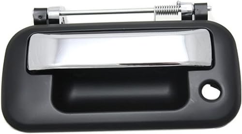 KarParts360 Para Ford F-150 Manija de puerta trasera 2004-2013 con agujero de llave Bisel negro liso con palanca cromada Plástico FO1915112