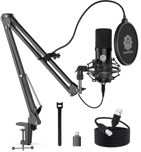 Image of DIGIMORE USB Condenser Microphone Kit | 2026 Edition | AI Noise Reduction Chip | Cardioid Mic | Boom Arm Stand | Metal Body | Ideal for YouTube, Podcast, Streaming, Gaming & Studio Recording (D-520)