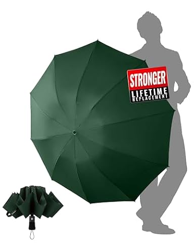 Chakipee Wiatroszczelny składany parasol podróżny deszcz - parasol dla mężczyzn automatyczny otwieracz do zamykania, przenośny odwrotny do kompaktowego, powłoka teflonowa 210T otwór 105 cm 10 szyn,