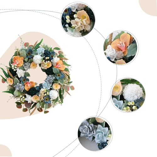 Bibelot-22-Inch-SpringSummer-Floral-Wreaths-for-Front-DoorArtificial-Valentines-Day-Wreath-with-Roses-Dahlias-Gardenias-phalaenopsis-for-Home-Wall-Window-Wedding-Party-Festival-Decor Bibelot 22 Inch SpringSummer Floral Wreaths for Front DoorArtificial Valentines Day Wreath with Roses Dahlias Gardenias phalaenopsis for Home Wall Window Wedding Party Festival Decor