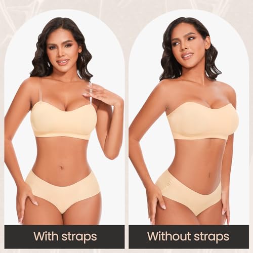 Image of Strapless Bras for Women Wireless Bandeau Bra Invisible Tube Tops Bra