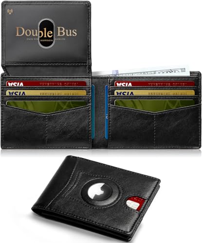 Image of Wallet for Men Slim RFID Blocking Bifold Carbon Fiber,Minimalist Small Compact Front Pocket Credit Card Holder,Thin Mens Leather Wallets Smart Security With 2 ID windows 1 Cash (Oil Wax Black)