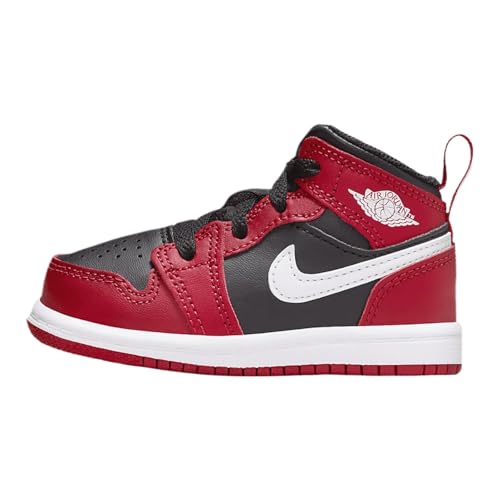 Jordan 1 Mid Baby/Toddler Shoes (DQ8425-061, Black/White-Gym RED) Size 4