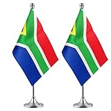 WXTWK 2 Pack South Africa Flag South African Desk Flag Small Mini South African Table Flags With Stand Base,Home Office Festival Events Celebration Decorations