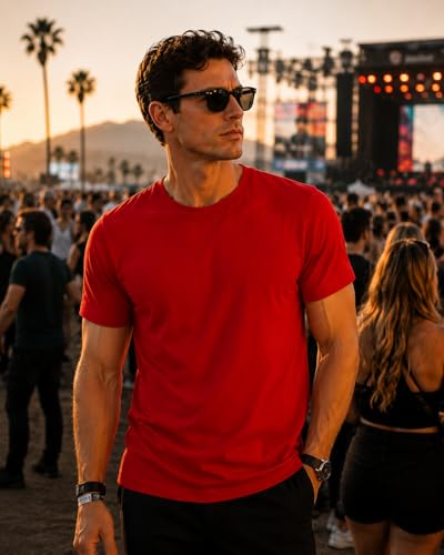 Image of Men's 100% Cotton Crew Neck T-Shirt, Regular Fit