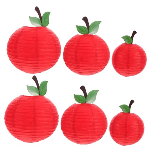 VALICLUD 6pcs Red Paper Lanterns Versatile Classroom Ceiling Decor Fruit Themed Hanging Decorations for Back to School Birthday Parties Easy to Install Paper Design