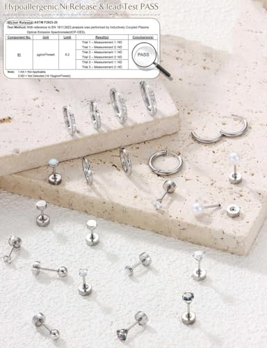 Image of Shining Diva Fashion 12 Pairs Anti Tarnish Earrings Combo Set | 14K Gold Plated | Hypoallergenic Stainless Steel Earring for Sensitive Ears | Flat Back Stud Hoop Cartilage Earring for Multiple Piercing