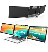 HotYeah Triple Laptop Screen Extender, (Windows & Mac) 14" 1080P Dual Portable Extended Monitor, ...