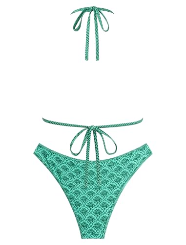 Image of ZAFUL Womens Halter Bikini Sets Triangle Bikinis High Cut Swimsuits 2 Piece Bathing Suits Sexy Swimwear