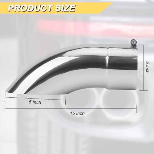 Image of Vurkcy 5 inch Inlet Curved Exhaust Tip, 5 inch Outlet 15 inch Overall Length