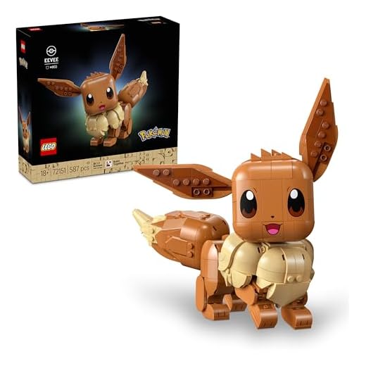 LEGO Pokémon Evoli Figur - Bauset für Erwachsene - Anime Modellbau mit beweglichen Gliedmaßen, Ohren und Schwanz - DIY Deko für Zimmer oder Schreibtisch - Sammler Geschenkidee für Gaming Fans – 72151