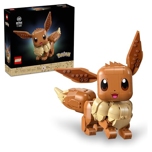 LEGO Pokémon Eevee Personaggio - Kit Modellismo per Adulti Tratto dall'Anime con Arti, Orecchie e Coda Snodabili - Decorazione Fai da Te per Camera o Scrivania - Regalo per Gamer da Collezione - 72151