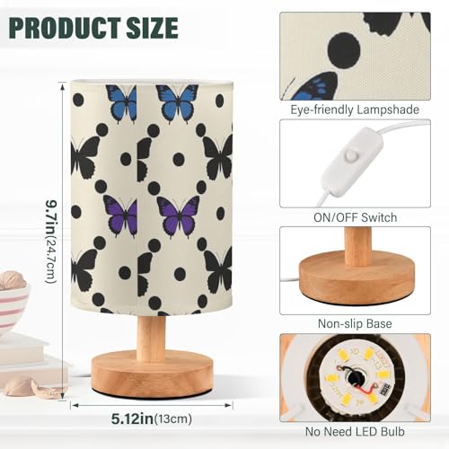 Lámpara de mesa de noche azul con diseño de mariposa miniatura 3