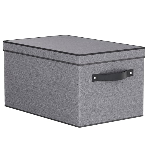YheenLf Fabric Storage Bin with Lid, 7.1 x 9.1 x 13 Inch Foldable Storage Box for Shelves with...