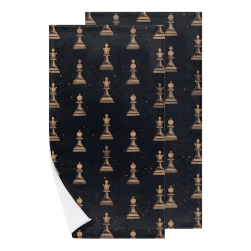 RPWOBBYQ Retro Chess Pieces Hand Towels Set of 2 Soft Theme Towel Small Bath Towels Absorbent Bathroom Decorative for Farmhouse Spa Gym Kitchen 28 X 14 in Dish Washcloths