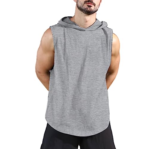 Herren Workout Hoody Tank Tops Athletic Training Bodybuilding Ärmellose...