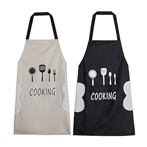 2 Pack Kitchen Apron with Hand Wipe,Water-drop Resistant with 2 Pockets Cooking Bib Aprons for Women Men Chef