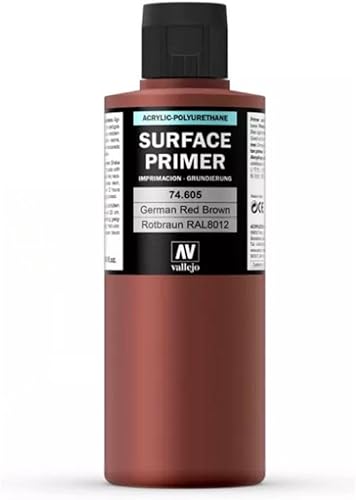 Miniatura 6 de Vallejo - Color de imprimación superficial  Marrón rojo alemán 2.0 fl oz (2.02 fl oz.)  Acabado mate y secado rápido  Perfecto para aerografía y