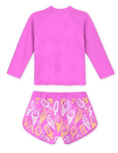 Image of Vogseek 4-10T Girls Rashguard 2 Pieces Long Sleeve Swimsuit Swimwear with Shorts