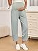 Yousify Womens Wide Leg Maternity Pants Casual Stretchy Ribbed Palazzo Pregnancy Trousers with Pockets Grey