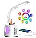 Produktbild Schreibtischlampe Kinder 7 IN 1 Led TischleuchteVAZILLIO 10W Augenschutz Nachttischlampe Dimmbar Stifthalter Tischleuchte mit Lcd Display/kalender/Wecker/USB-Anschluss für kinder