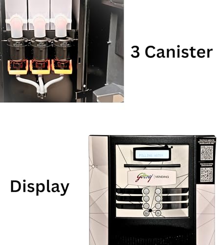 Image of Minifresh 3300 Smart Coffee and Tea Vending Machine, 3 Canister Premix System, Digital Display, Ideal for Home & Office, Black