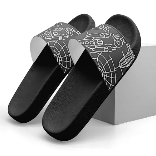 Pitovozu Black Math Equations Slippers for Women Men Comfotable Sandals Non Slip Home Bedroom Pool Shower Outdoor Slide Slippers3