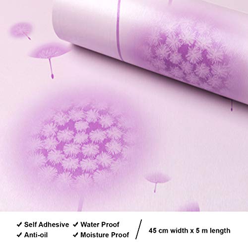 Image of Amazon Brand - Solimo PVC Self-Adhesive Wallpaper, Pink Dandelion, 45 x 500 cm