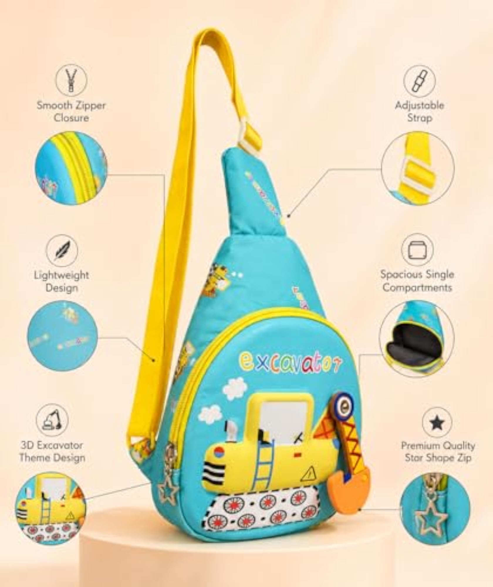Boys' Chest Bag, Construction Theme Sling Bag