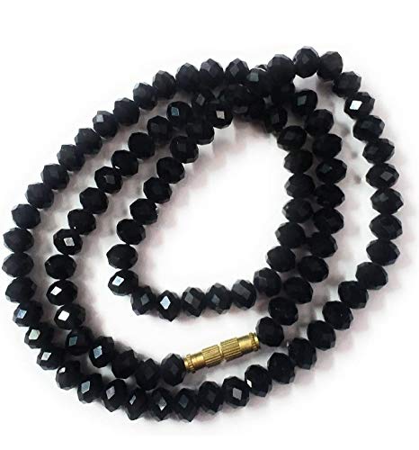 Manbhar Gems - Crystal Necklace Round Faceted Beads 1 Layer Unique Black Color Mala for Girl and Women Fashion Jewellery (B089T954CW) Amazon Price History, Amazon Price Tracker