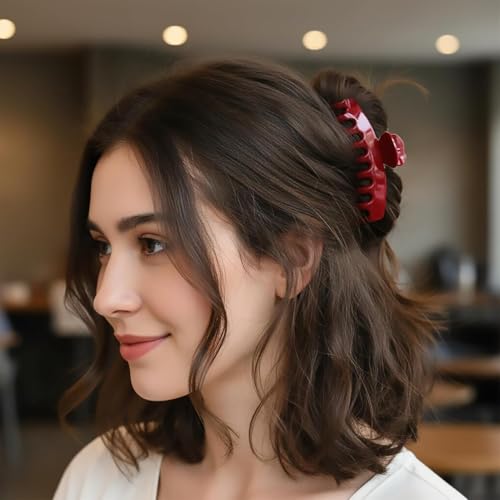 Image of 4 PCS Silicone Flexible Hair Claw Clips for Women, Cloud Soft Clips, Hair Claw Clips for Hat, Jumbo Claws clips for Thick Hair, Unsnappable Non-slip Rectangle Hair Clips
