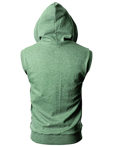 Image of Ohoo Mens Slim Fit Sleeveless Lightweight Zip Up Hooded Sweatshirt Vest Hoodie